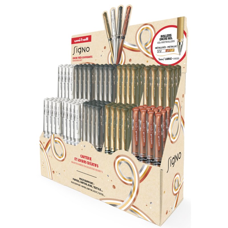 uni-ball gelpen SIGNO broad, 0,65 mm, 9 kleuren, 120 stuks display